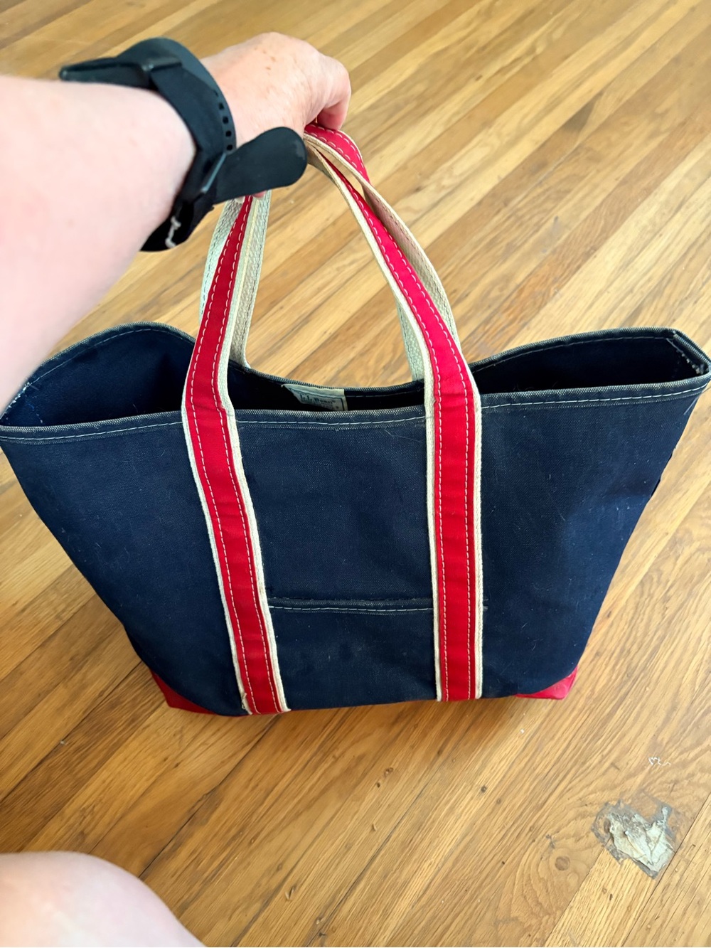 Classic Canvas Tote Bag in Navy with Red Trim